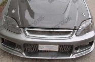 Invader style BLACK carbon fiber Hood for Acura 90-93 Acura  Integra  2dr/4dr