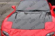 Invader style BLACK carbon fiber Hood for Mazda 93-96 Mazda  RX7  2dr