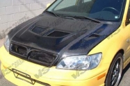 EVO style BLACK carbon fiber Hood for Mitsubishi 02-03 Mitsubishi  Lancer  4dr